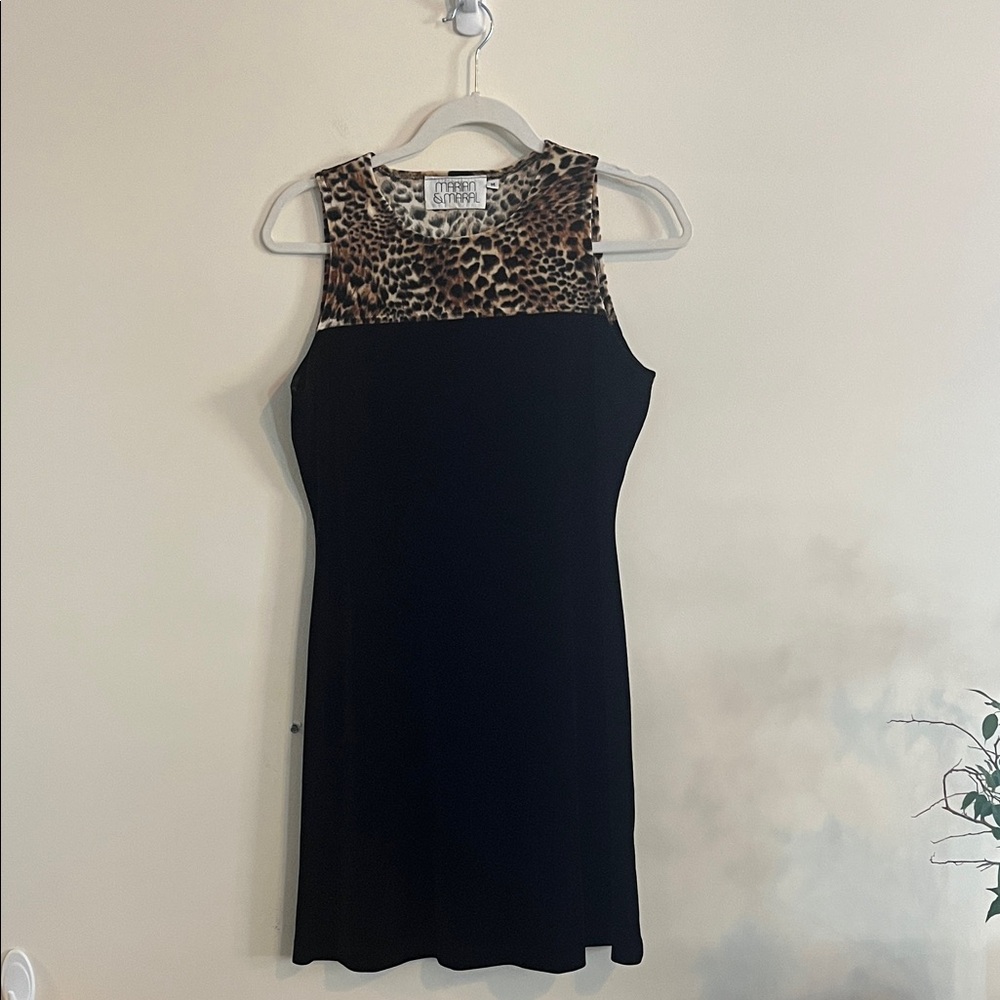 Vintage Marian & Maral Velvet Dress‎ Cheetah Leopard Holiday 90s Mini Fran Fine